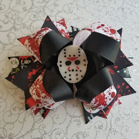 handmade Accessories - Horror jason stacked hair bow